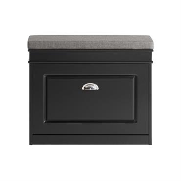 Banc à chaussures avec porte abattante largeur 61cm effet bois noir