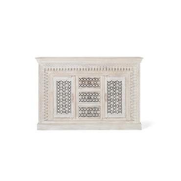 Buffet en bois manguier blanc vieilli