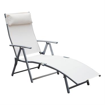 Transat inclinable multi-positions pliable blanc