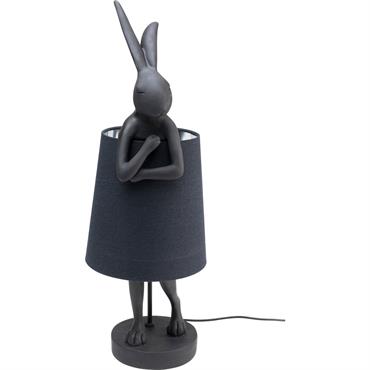 Lampe lapin en polyrésine noire et lin noir H68