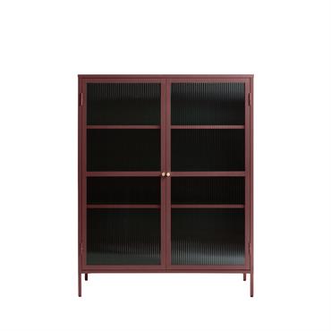 Buffet haut en verre et en métal 140cm rouge