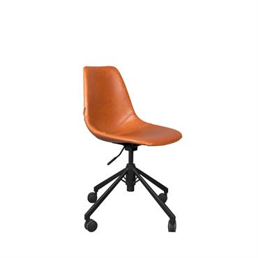 Chaise de bureau à roulettes en cuir marron