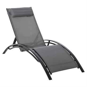 Bain de soleil design contemporain inclinable alu textilène gris