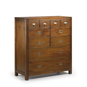 Commode en bois d'acajou marron 10 tiroirs L 100 cm