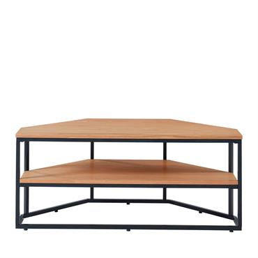 Meuble TV d'angle en bois et métal L120cm - Bois clair