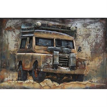 Tableau relief en métal land rover 120x80