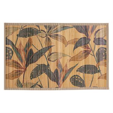 Tapis de bain lattes bambou feuillage exotique - 50x80cm