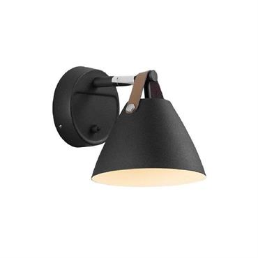 Applique avec interrupteur métal cuir h17cm noir