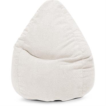 Pouf poire géant blanc en fausse fourrure