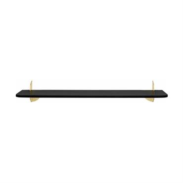 Étagère en noyer teinté noir et supports dorés 80 cm Aedes - AYTM