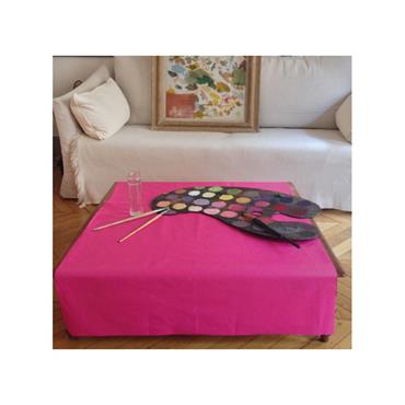 Nappe en coton enduit rose rectangle 160 x 300 cm