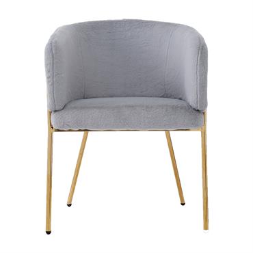 Chaise design luxe duvet imitation lapin grise