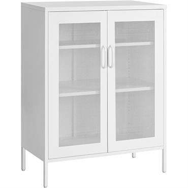 Armoire de rangement 2 portes métal blanc