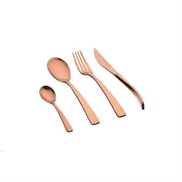 Lot de 24 ménagères en inox cuivre D