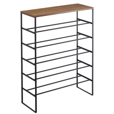 Etagère à chaussures en métal et bois noir