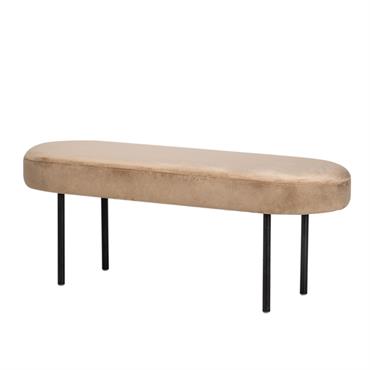 Banc en métal et velours beige
