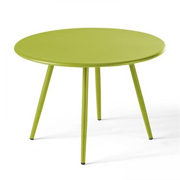 Table basse ronde en métal vert