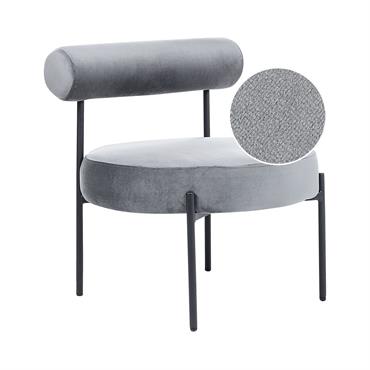Fauteuil velours gris