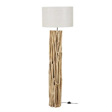 Lampadaire en bois de saman et abat-jour en jute H165