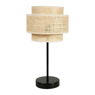 Lampe Abat-Jour 3 Niveaux Effet Rotin