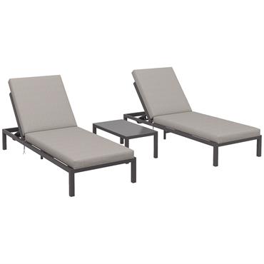 Ensemble de 2 bains de soleil inclinables avec matelas déhoussables
