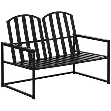 Banc de jardin design contemporain 2 places métal époxy noir