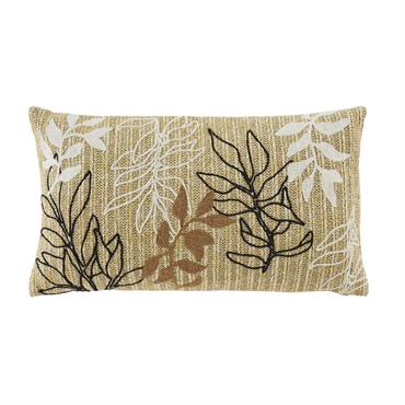 Coussin motifs feuilles beiges