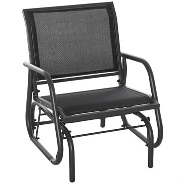 Fauteuil à bascule de jardin design contemporain métal textilène noir