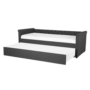 Inspiré par la forme de lit chesterfield, ce lit gigogne mélange à la fois la fonctionnalité et le style. Recouvert d'un revêtement en polyester doux au toucher, le lit présente ...