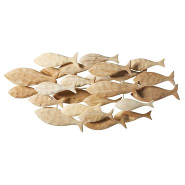 Déco murale poissons en albizia 104x49