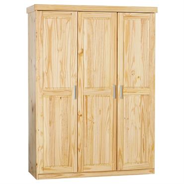 Armoire  3 portes bois massif naturel