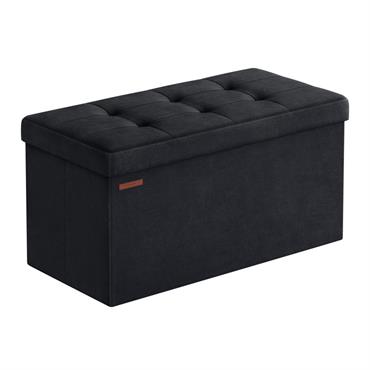 Banc de rangement mdf velours mousse 76 x 38 x 38 cm