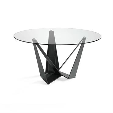 Table à manger en acier noir et verre