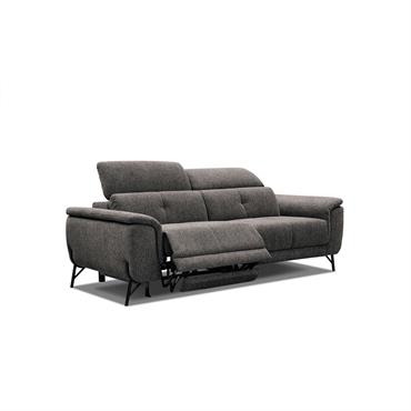 Canapé 3 places avec relax électrique à gauche tissu gris foncé