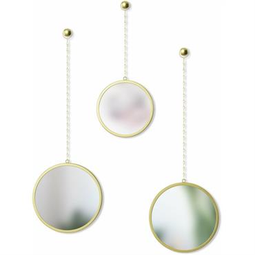 Lot de 3 miroirs muraux en acier dorés Dima Round - Umbra