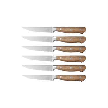 Lot de 6 couteaux à steack en inox marron