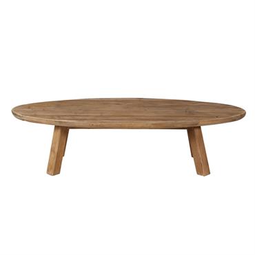 Table basse ovale en pin recyclé 140 cm