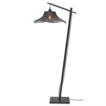 Lampadaire bambou abat-jour bambou noir