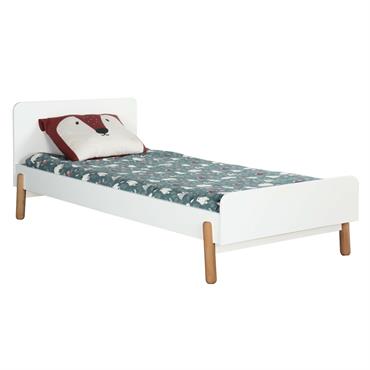 Lit enfant blanc et bois 90x190 cm