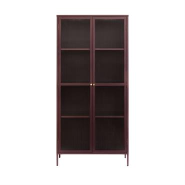 Vaisselier 2 portes en verre stié et métal H190cm - Bordeaux