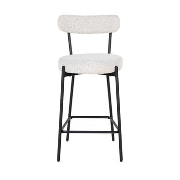Tabouret blanc en tissu bouclé