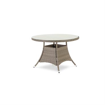 Table à manger ronde en aluminium et rotin synthétique 110diam x 73cm