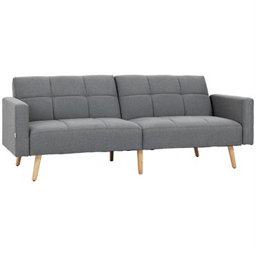 Canapé convertible inclinable 2 places design scandinave tissu gris