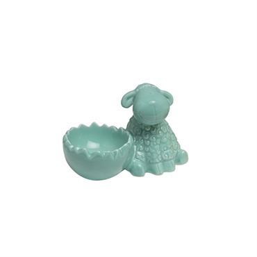 Coquetier mouton de pâques décoratif en dolomite bleu L10