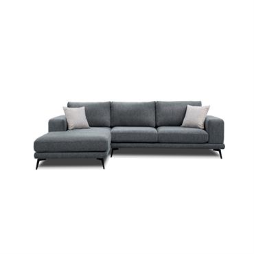 Canapé d'angle gauche 4 places tissu gris foncé