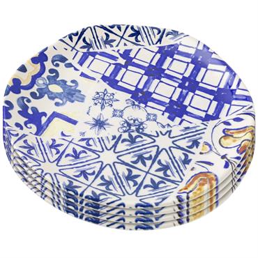 La gamme Fresco revisite la vaisselle antique blanche et bleue avec un patchwork de motifs qui semblent avoir été déchirés puis collés ensemble.Matériaux : Céramique 