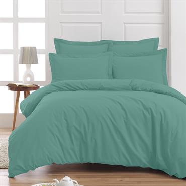 Drap plat en percale de coton  aqua sea 180x290 cm