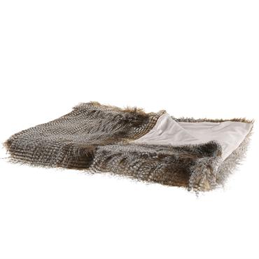 Jeté de canapé marron foncé et blanc effet fourrure. Transformez votre salon en espace cosy et chaleureux avec ce plaid moelleux doublé. Fabriqué en acrylique ultra doux et agréable au ...
