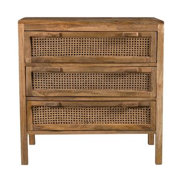 Commode en cannages et bois 3 tiroirs