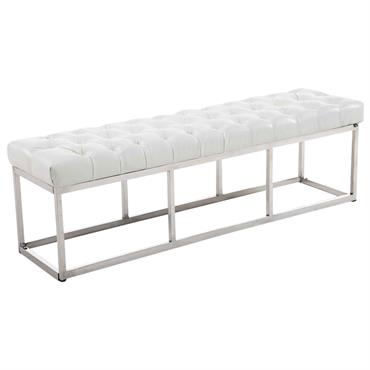 Banquette avec pieds en métal assise en pvc et synthetique Blanc
